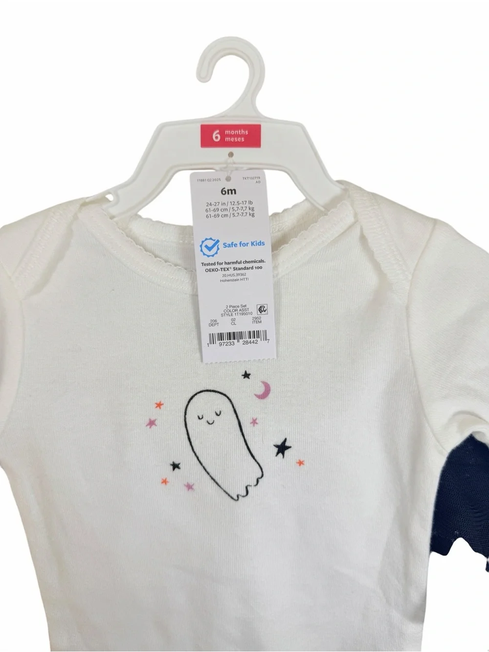Carter's White Ghost & Star Bodysuit with Pink and Orange Accents